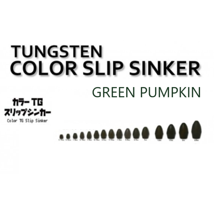 Dreen Color Reins Tungsten Slip Sinker Color GREEN PUMPKIN